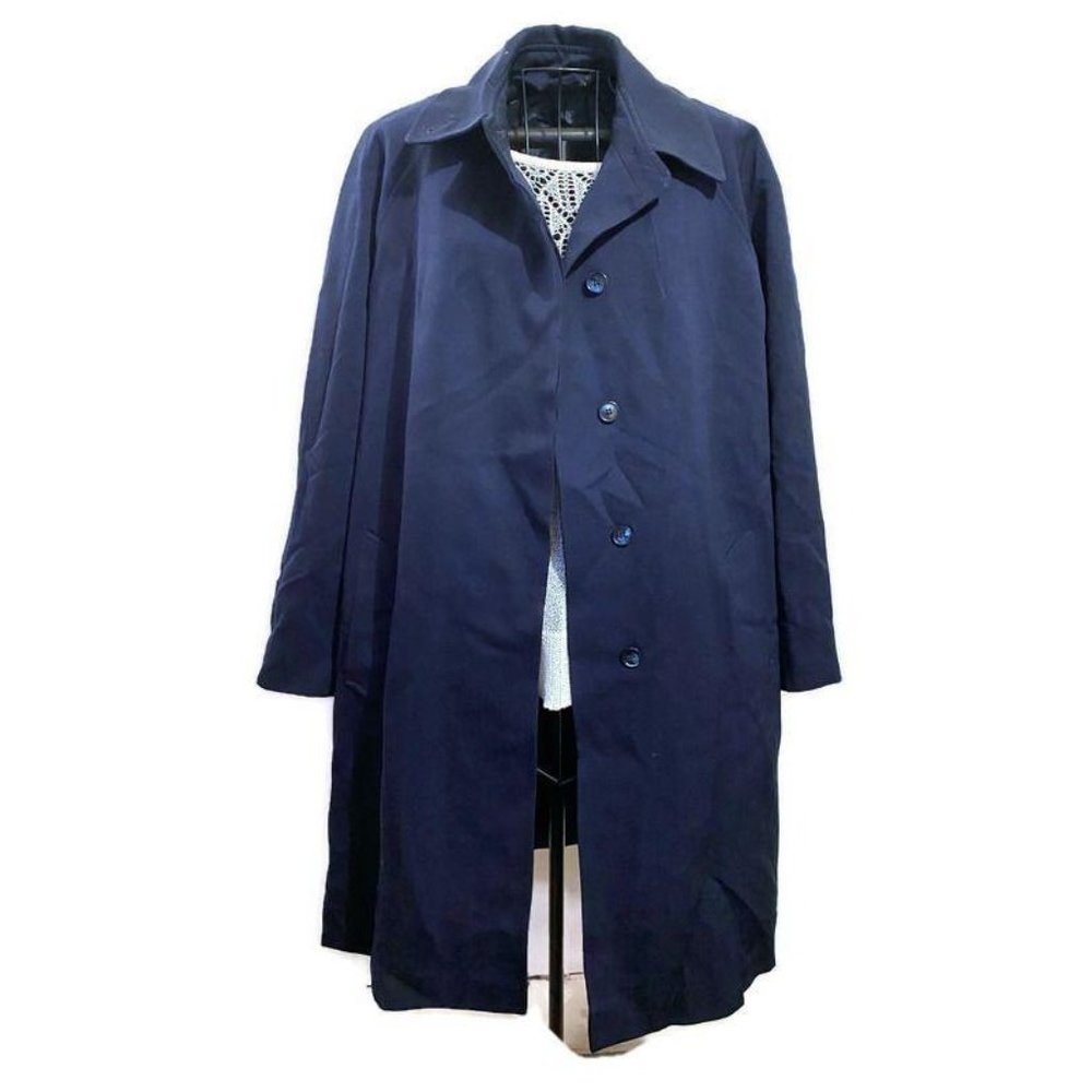 Sara Roberts Navy Blue Coat Sz M Vintage Wool